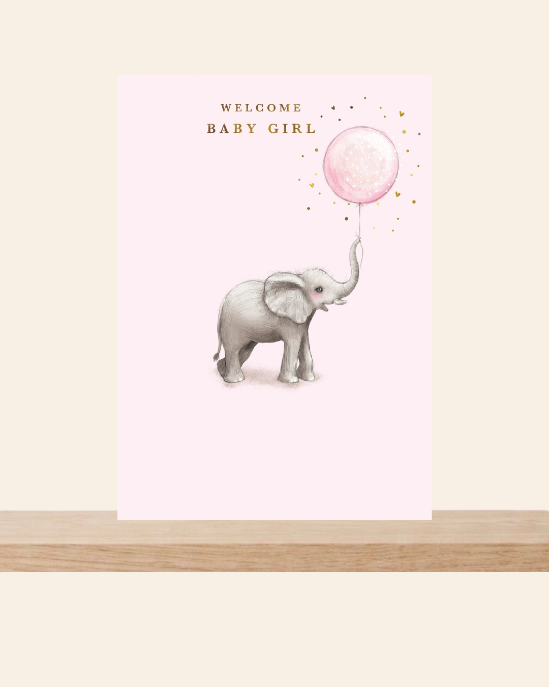 Lovely baby girl card - elephant