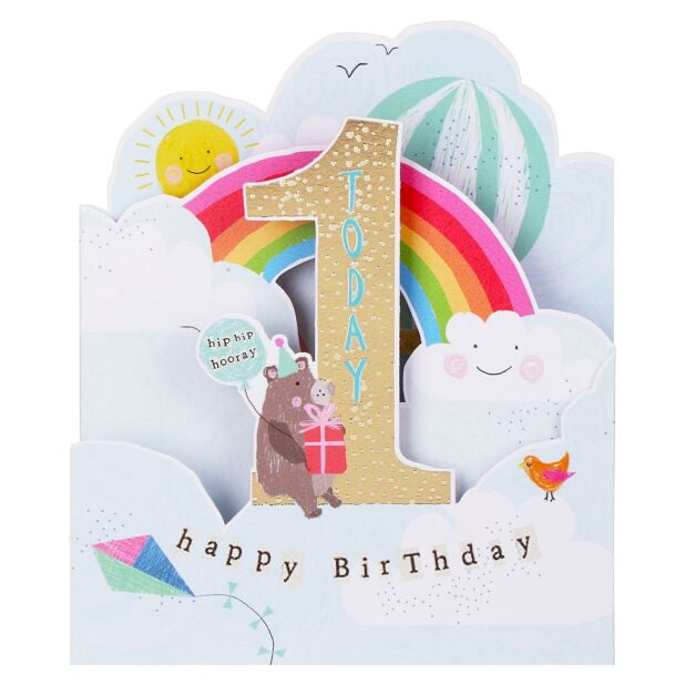 1st birthday zig zag pop out - card