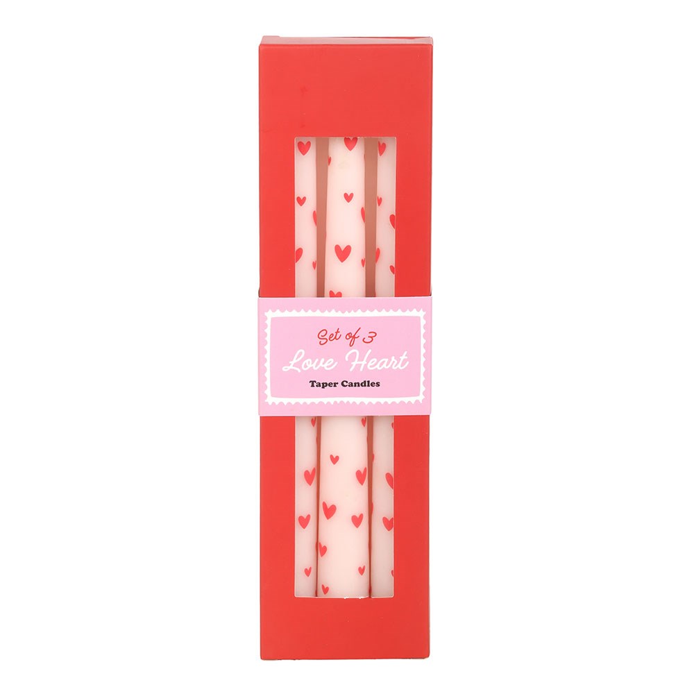 Set of 3 Love Heart Taper candles ❤️