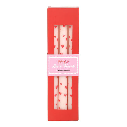 Set of 3 Love Heart Taper candles ❤️