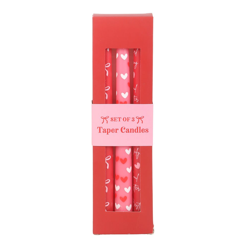 Set of 3 Bow & Heart Taper candles ❤️