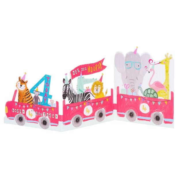 4th birthday zig zag pop out - card