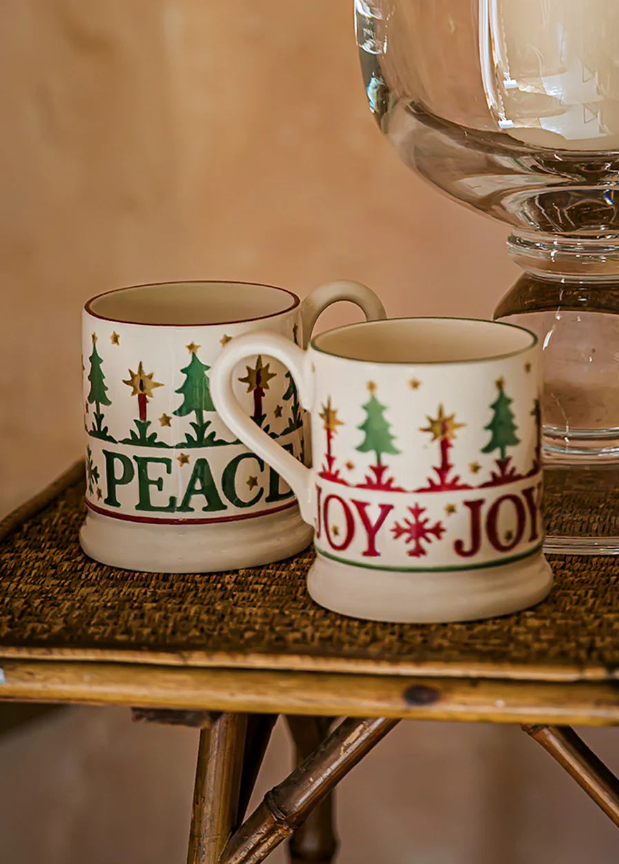 Christmas Peace & Joy half pint mug set of 2 - Emma Bridgewater