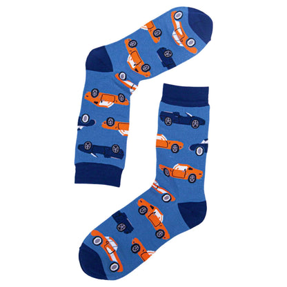 Men’s bamboo socks - Blue sport cars