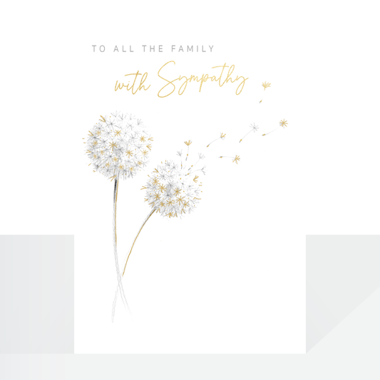 To all the family, with sympathy dandelions - card