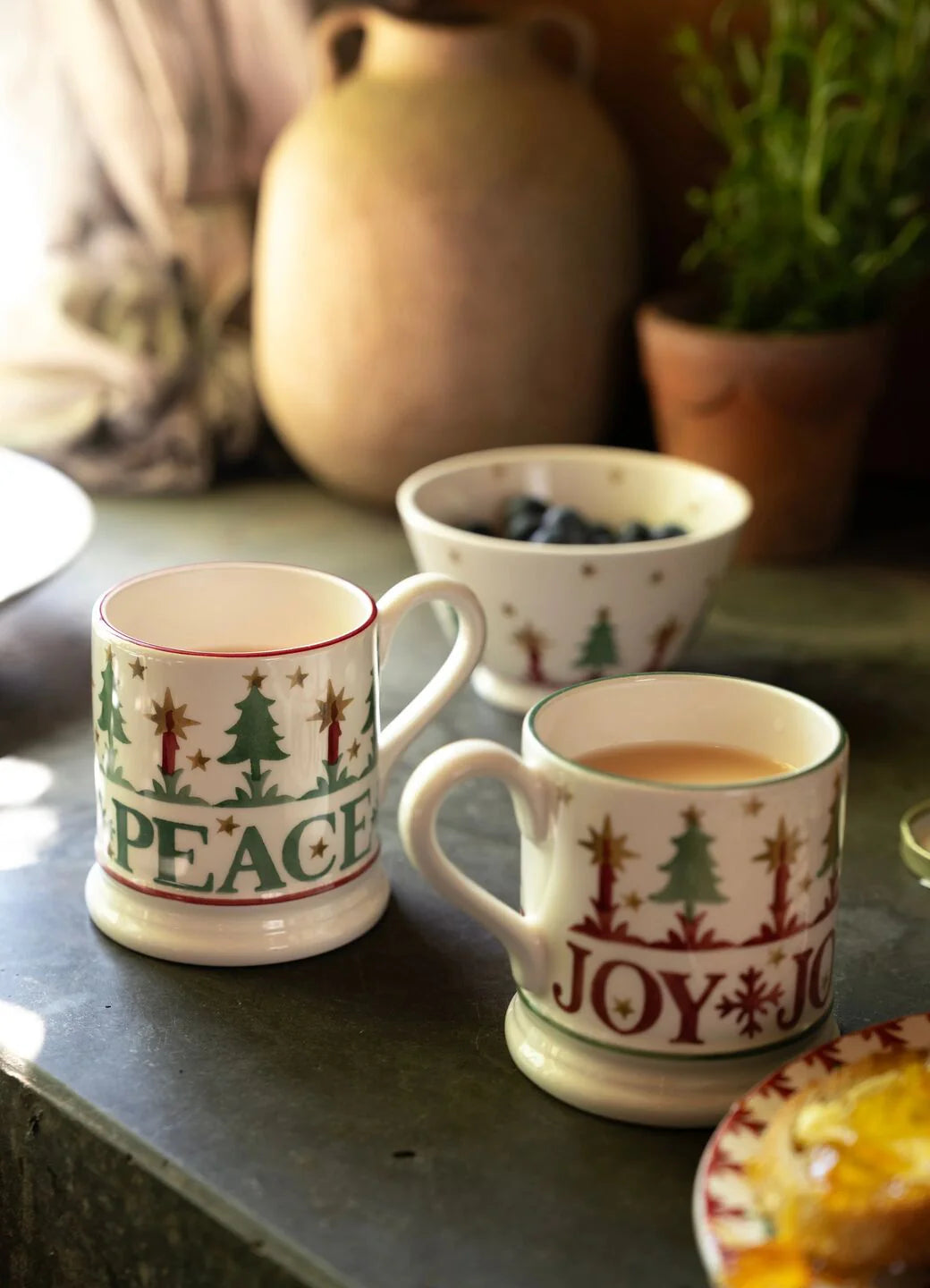 Christmas Peace & Joy half pint mug set of 2 - Emma Bridgewater