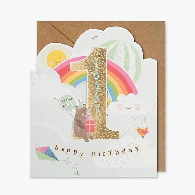 1st birthday zig zag pop out - card