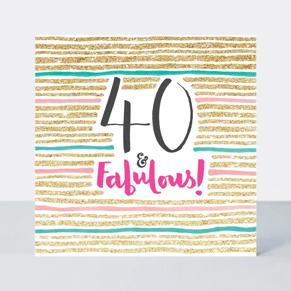 40 & fabulous female birthday card - pink fizz