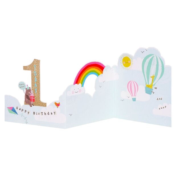 1st birthday zig zag pop out - card