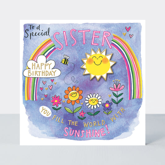 Special Sister, birthday rainbows - card
