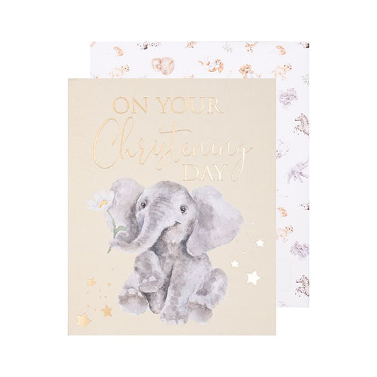 On your Christening Day - elephant card
