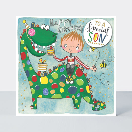 Special Son, birthday dinosaur - card