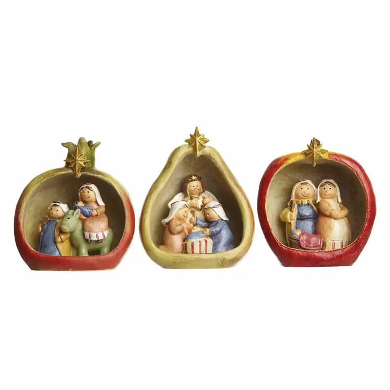 Festive Nativity scene fruits ornaments