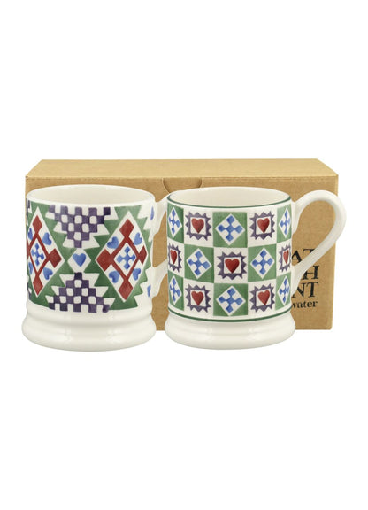 Christmas Quilt half pint mug set of 2 - Emma Bridgewater