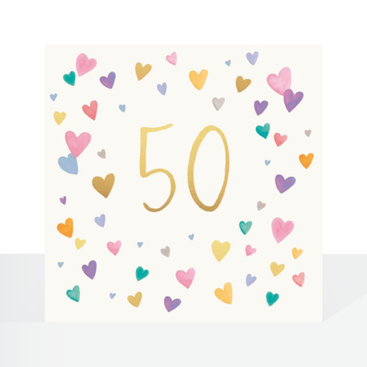 Hearts 50th birthday card