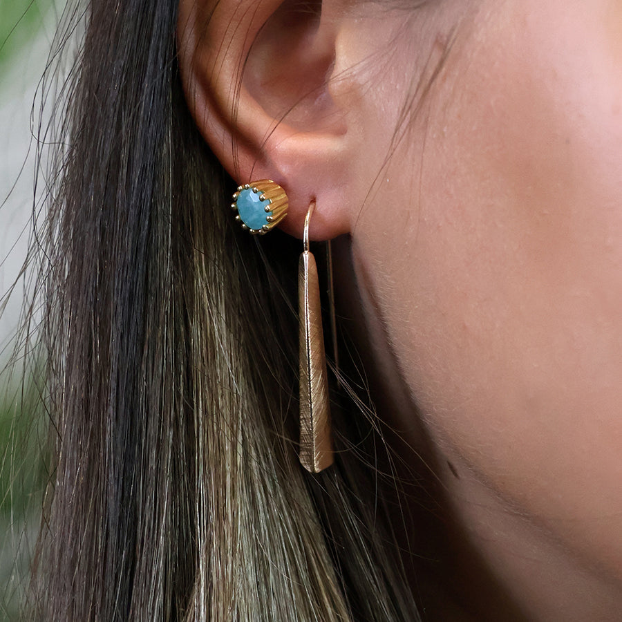 Golden brushed tri-edge drop earrings