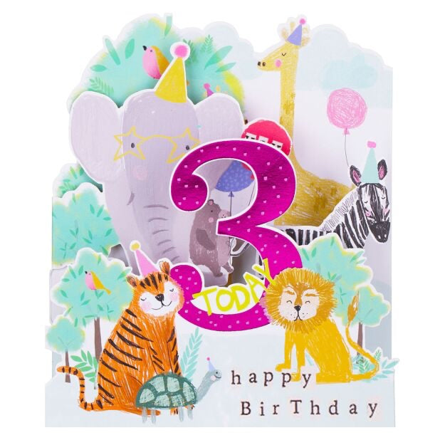 3rd birthday zig zag pop out - card