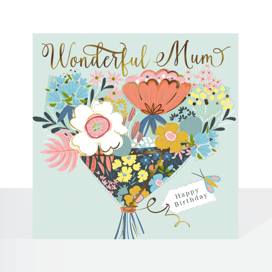 Wonderful Mum flower bouquet birthday card