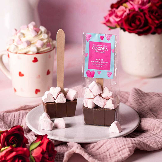 Cocoba Milk Hot Chocolate Spoon With Heart Marshmallows