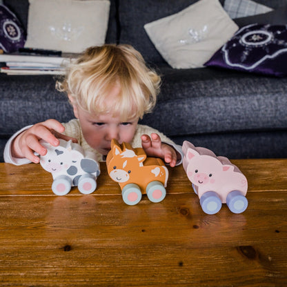 Push along cow wooden baby gift - Orange Tree Toys