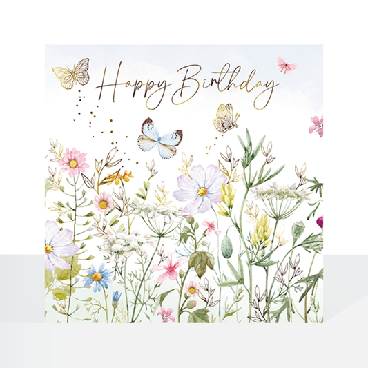 Happy birthday floral butterflies card