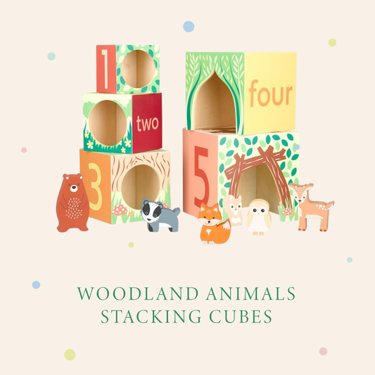 Woodland animal stacking cubes wooden baby gift - Orange Tree Toys