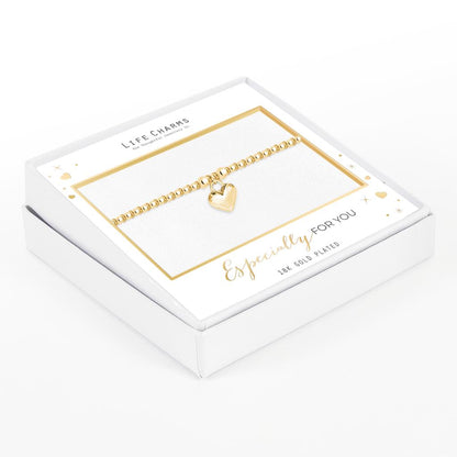 Puffed heart bracelet, 18k gold plated - Life Charms - Especially for you