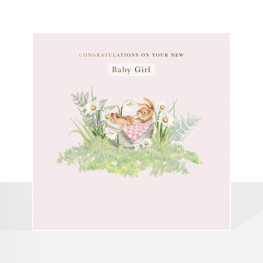 A new baby girl, bunny card