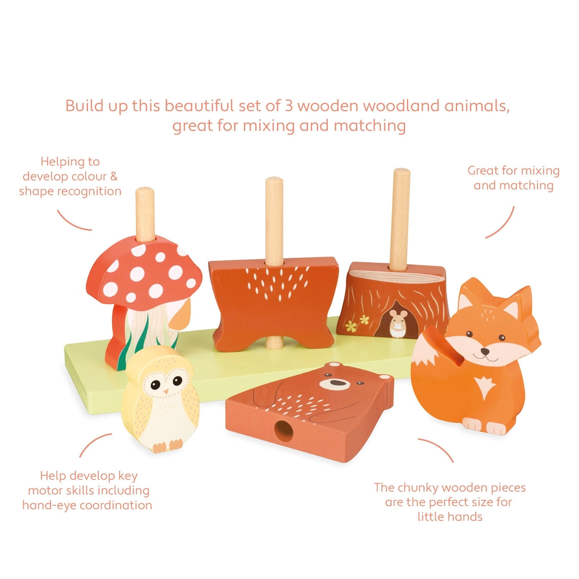 Woodland stacking toy wooden baby gift - Orange Tree Toys