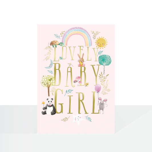 Lovely baby girl card - animals