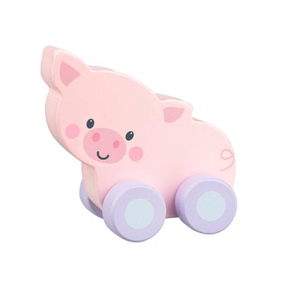 Push along pig wooden baby gift - Orange Tree Toys
