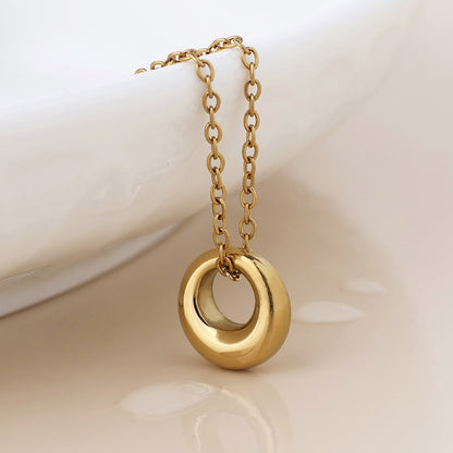 Waterproof gold plated smooth hoop necklace