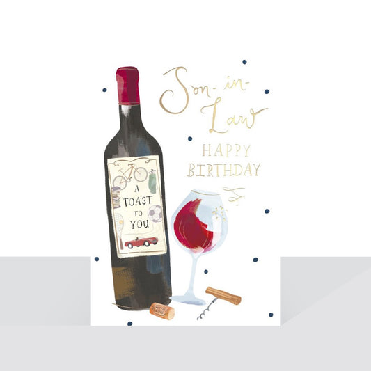 Son-in-law, red wine birthday card