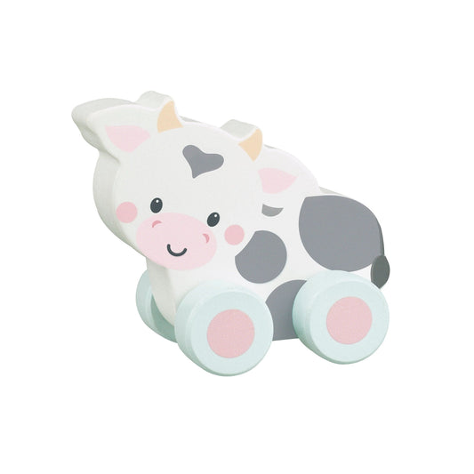 Push along cow wooden baby gift - Orange Tree Toys