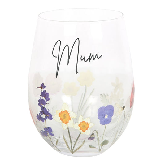 Mum wildflower stemless glass boxed