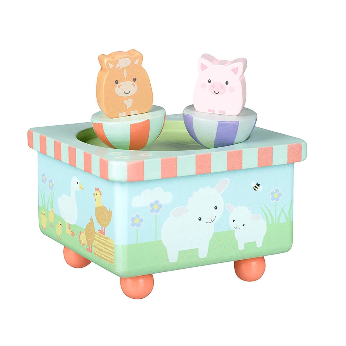 Farm animal music box wooden baby gift - Orange Tree Toys