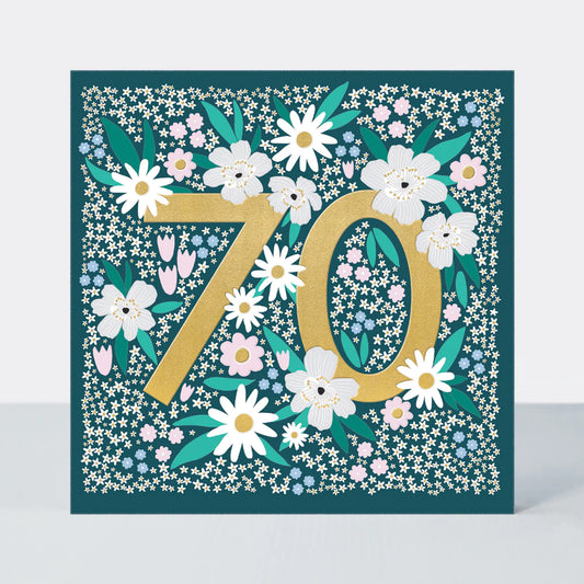 70th female birthday card - Mika floral