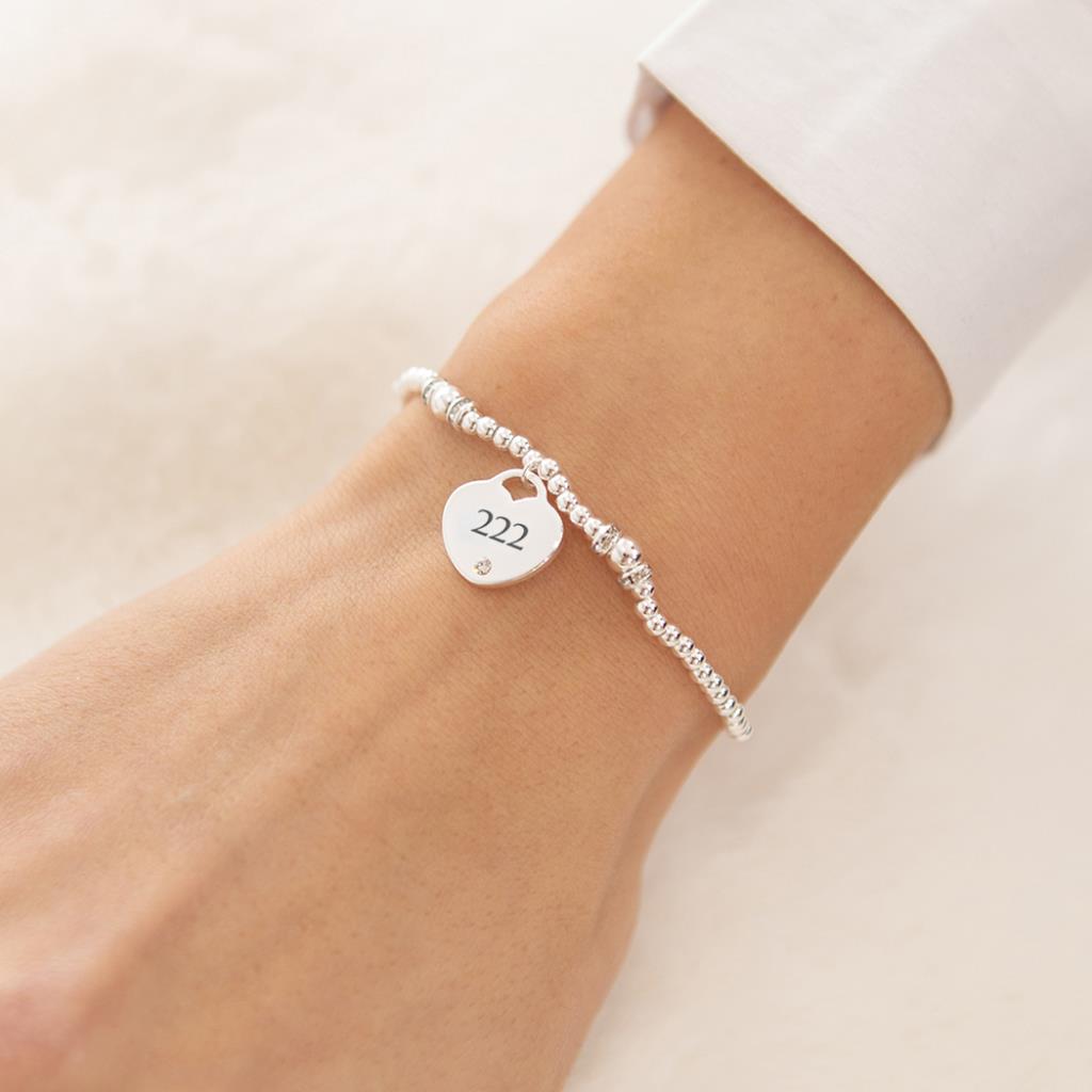 222 Alignment stretch bracelet, 925 silver plated - Life Charms - Angel numbers