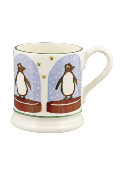 Christmas Penguin Snow Globe half pint mug - Emma Bridgewater