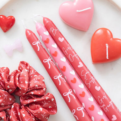 Set of 3 Bow & Heart Taper candles ❤️