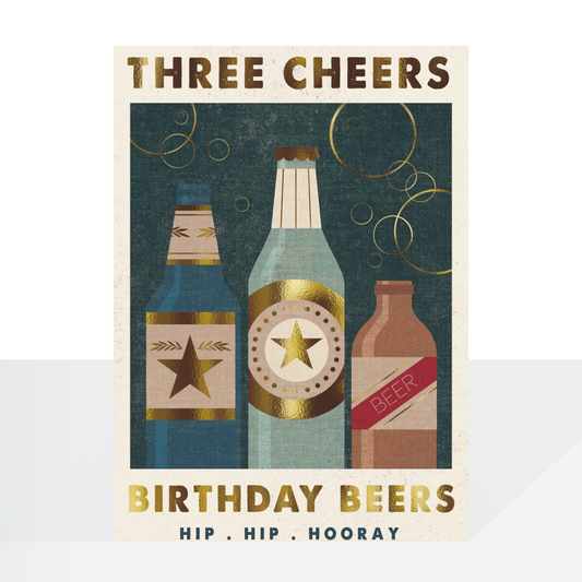Birthday beers retro poster print card