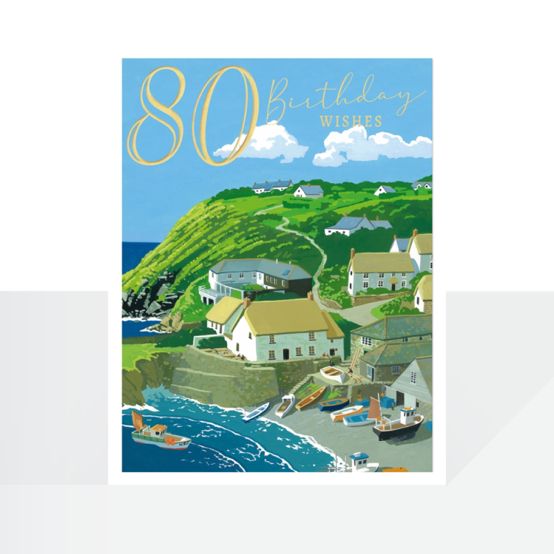 80th male Harbour view - card