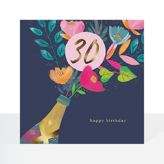 30th birthday - floral fizz card