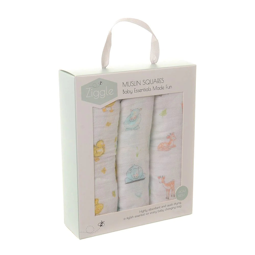 Muslin set of 3 - animals