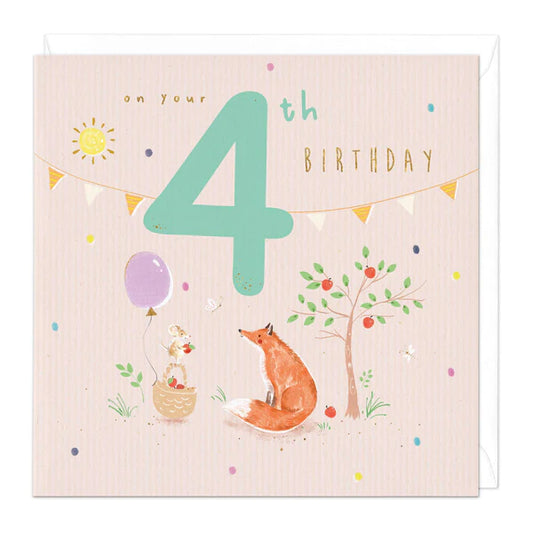 4th birthday woodland party - card