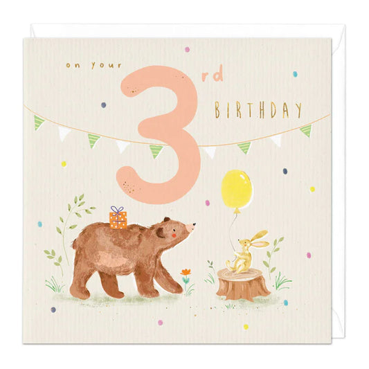 3rd birthday woodland party - card