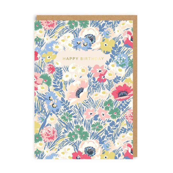 Happy birthday blue florals - Cath Kidston card