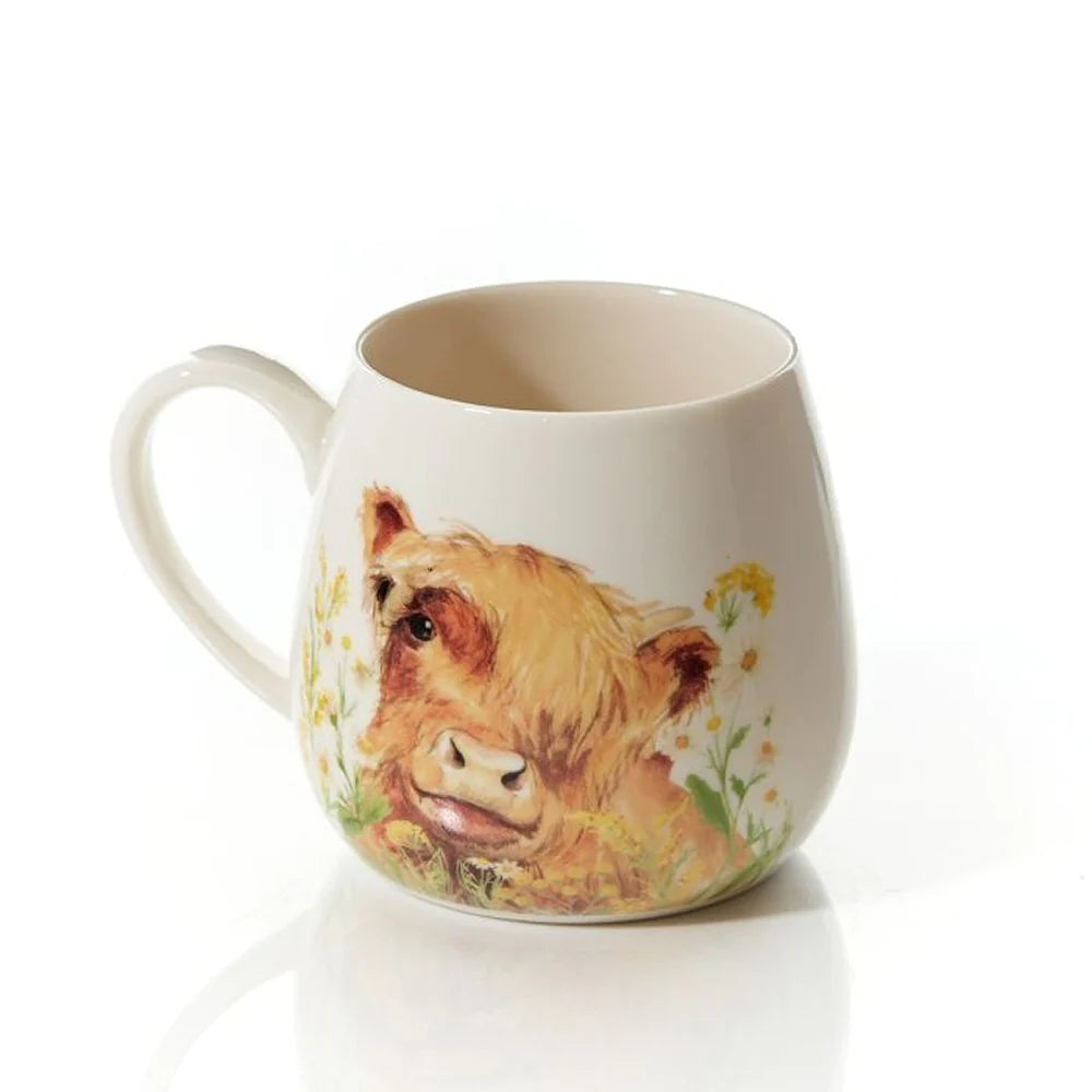 Highland cow floral mug