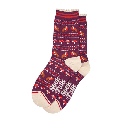 Women's Bamboo Socks - Berry/Cream, Robin Fair Isle