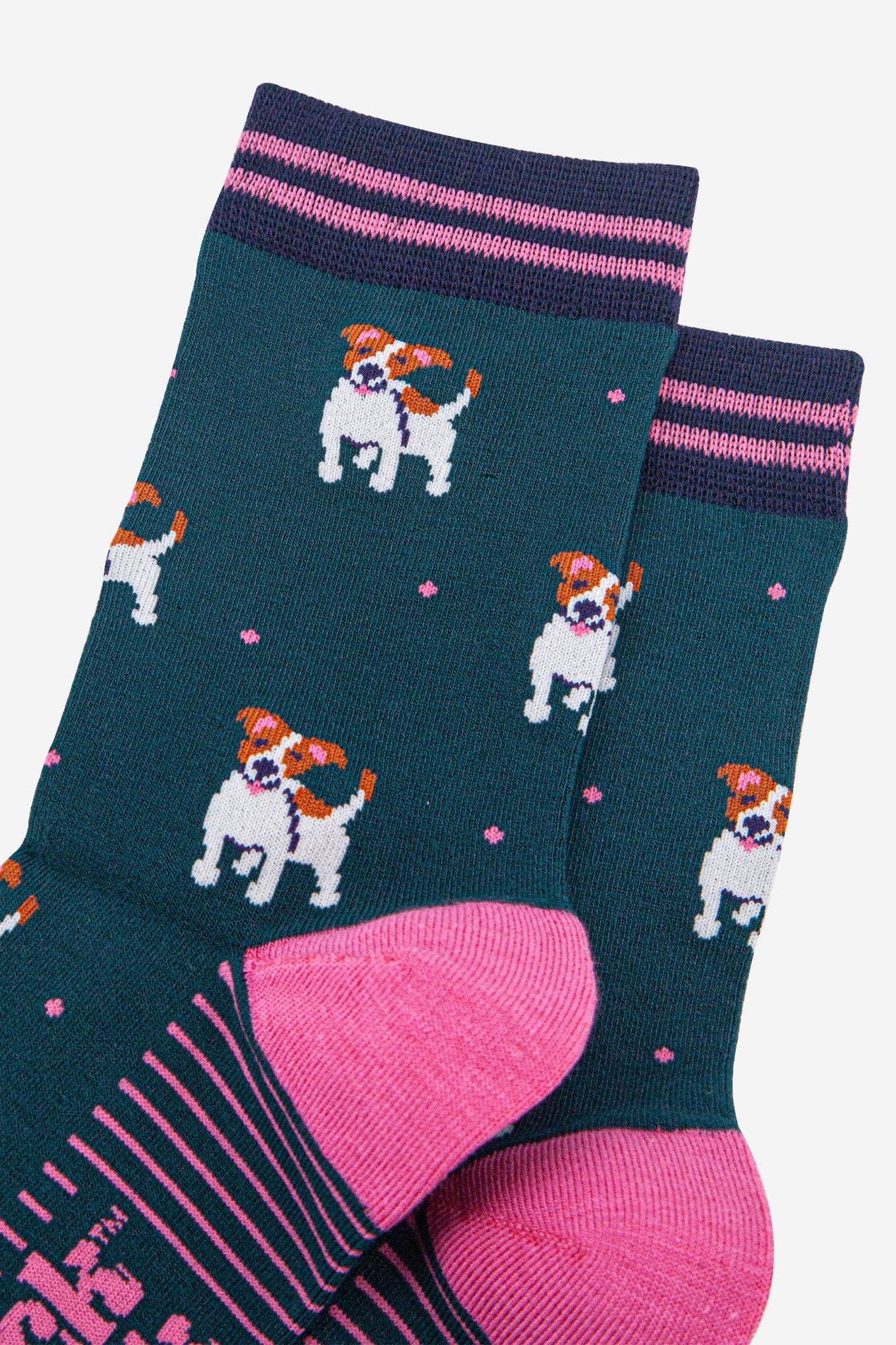 Women's Bamboo Socks - Forest Green/Navy, Jack Russell